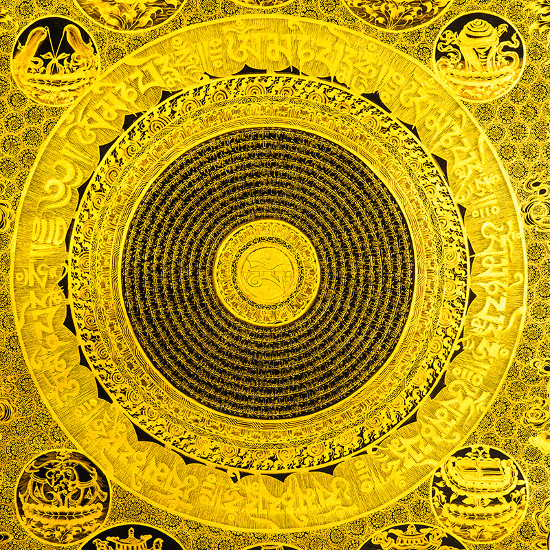 那噶王喇嘛六字真言咒轮娜王手绘坛城办公室悬挂唐卡企业送礼定制