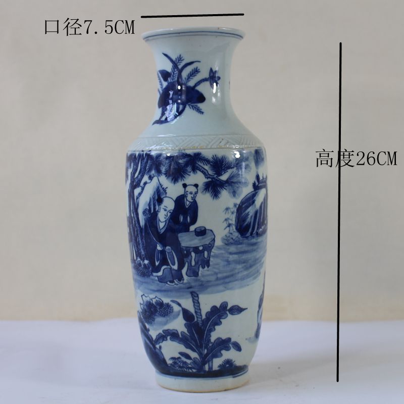 景德镇仿古瓷器仿清康熙年制青花人物观音瓶古玩古董收藏居家摆件