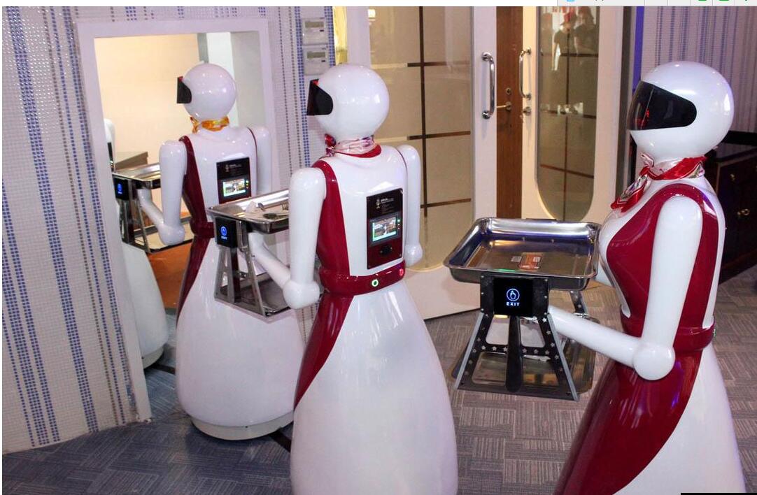 智能美女酒店餐厅饭店传菜送菜端菜送餐迎宾服务员机器人