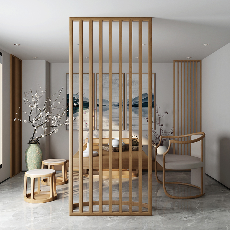 新中式屏风隔断客厅简约现代时尚玄关木质镂空实木办公室家用座屏