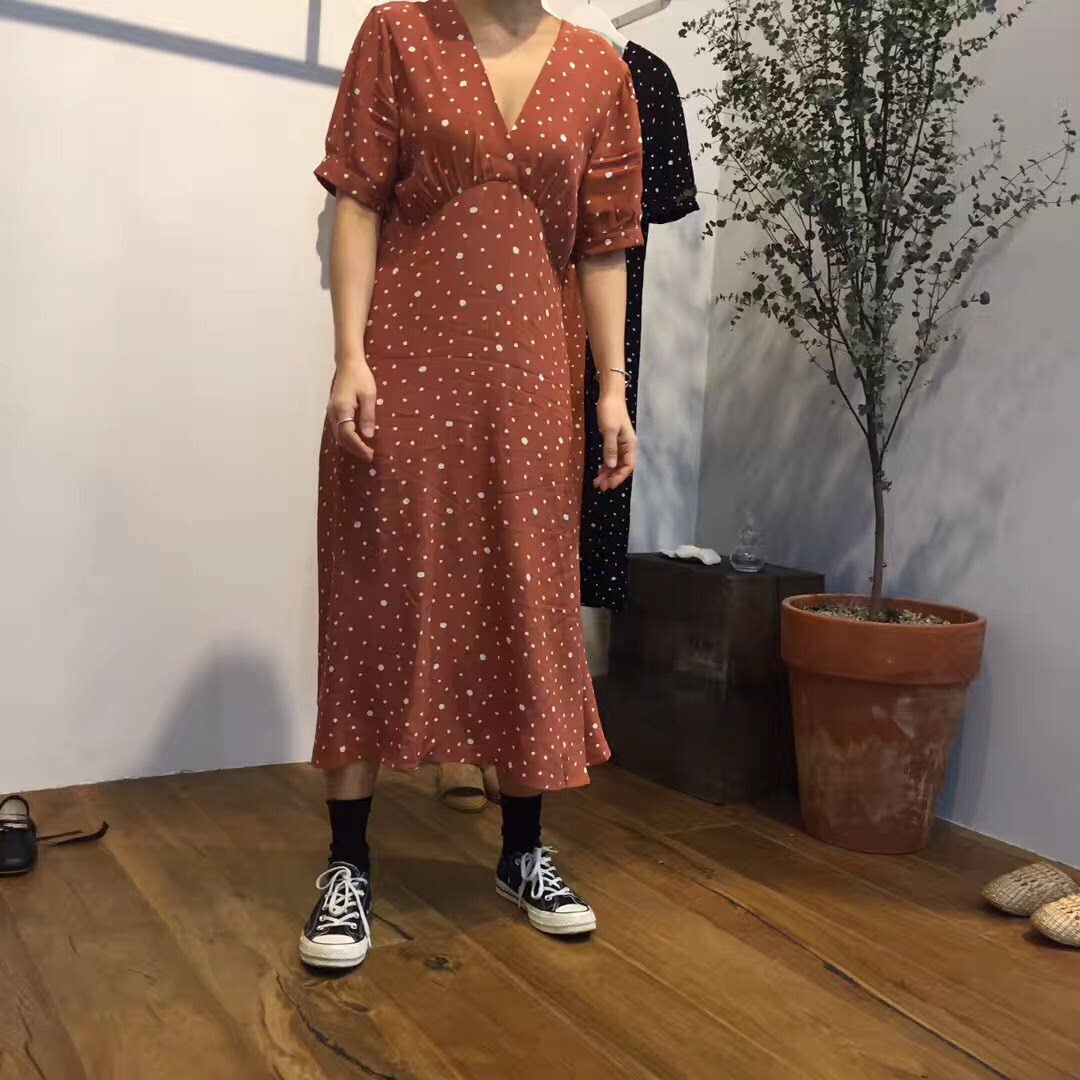 现货chichi韩国东大门进口女装2018夏装新款jeonggam波古连衣裙