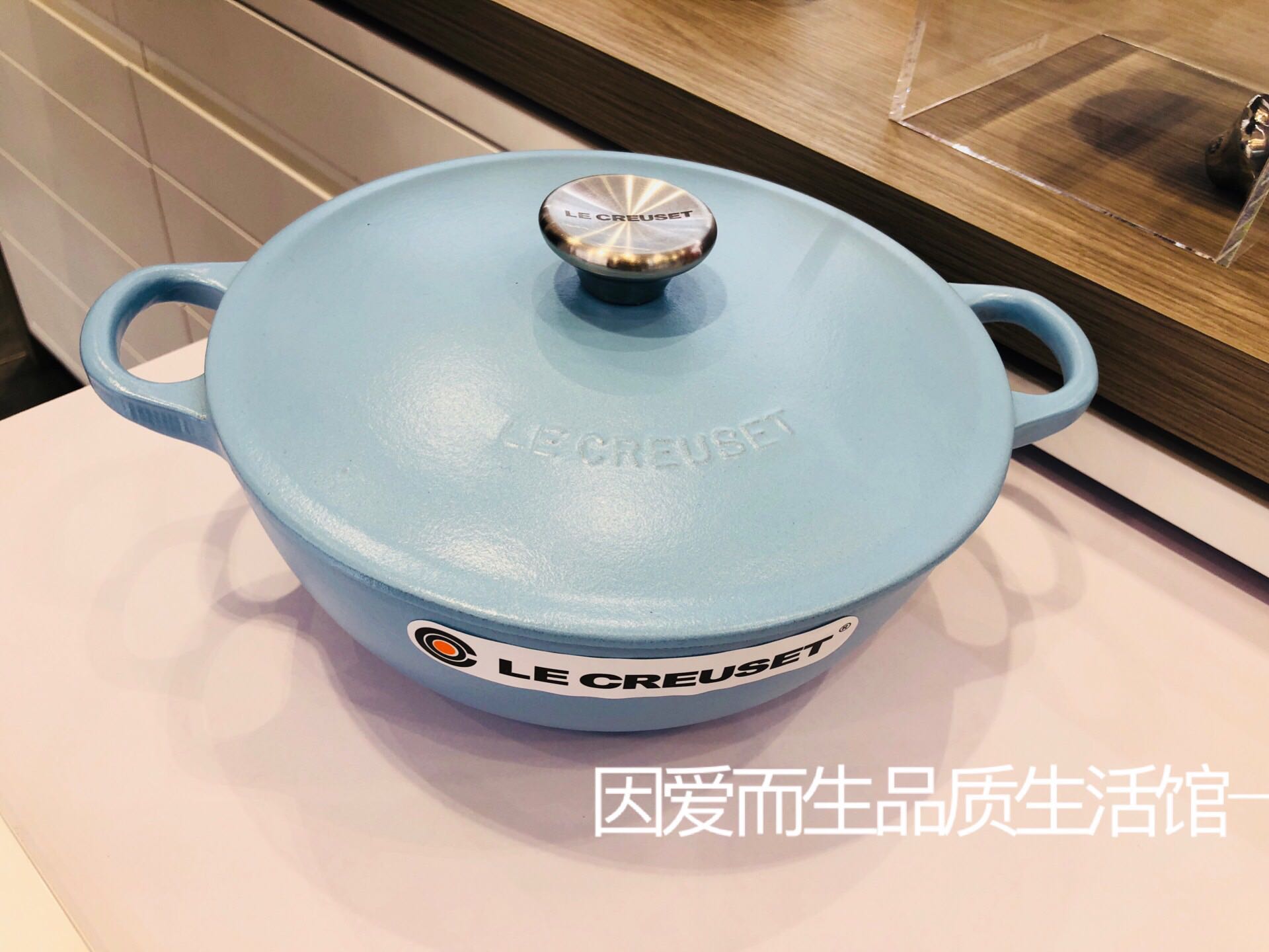 法国le creuset酷彩磨砂蓝 18cm/22cm/28cm 妈咪锅深烧锅 黑珐琅