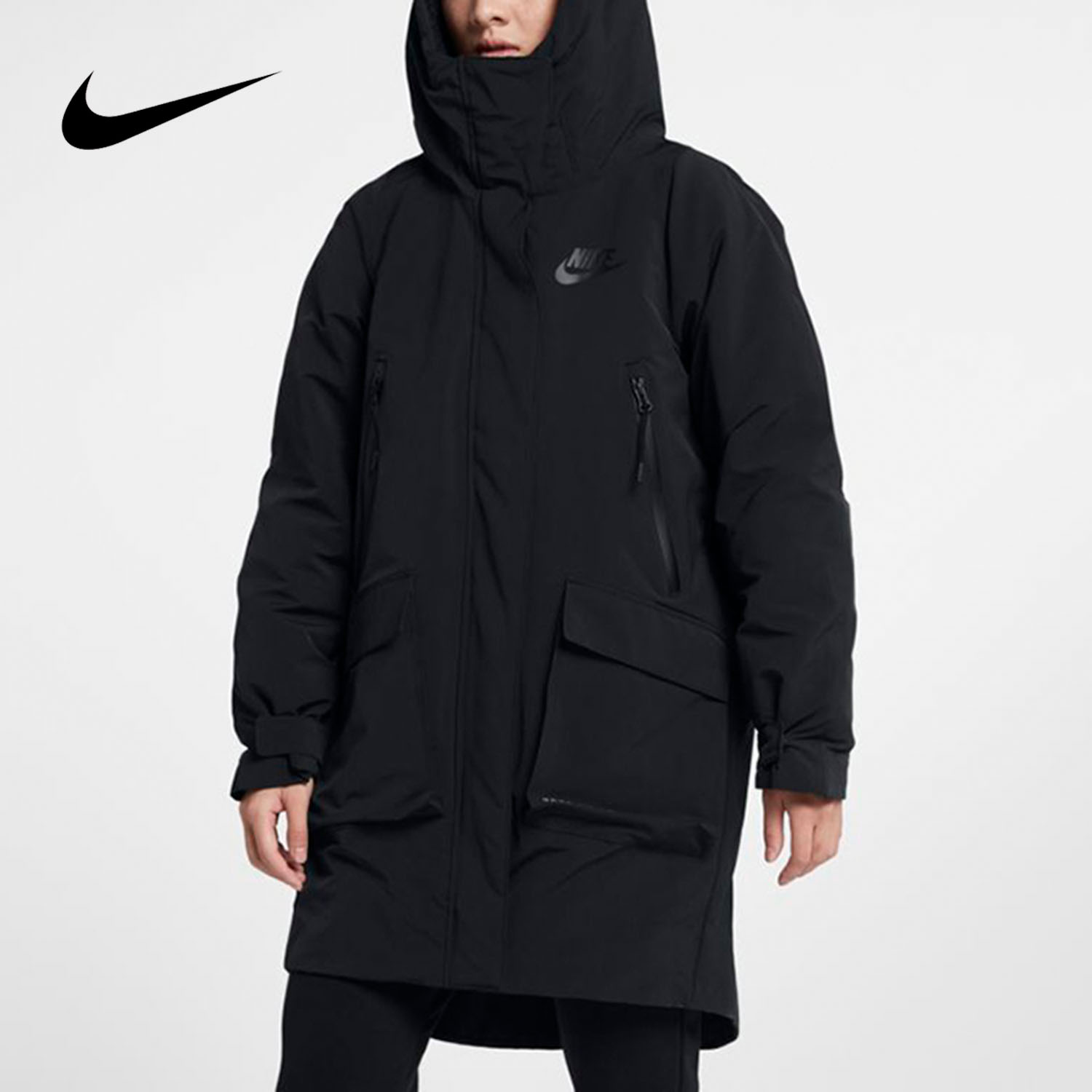 nike/耐克正品2019新款女子中长款休闲防风保暖连帽羽绒服939494