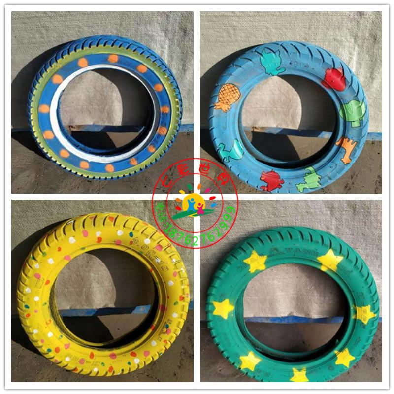 工艺轮胎品幼儿园小轮胎创意改造彩绘涂鸦轮胎装饰品迷你轮胎花盆