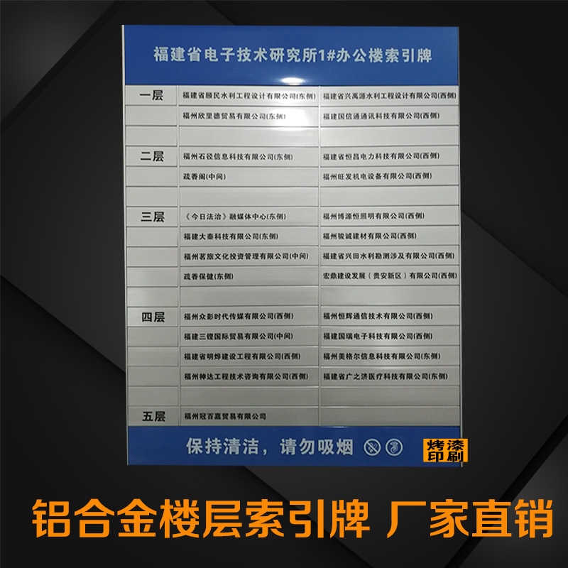 铝合金楼层牌索引牌写字楼商场医院分布导向牌电梯烤漆指示牌定制