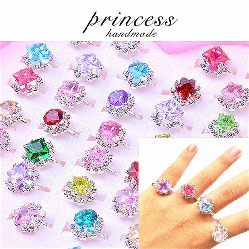儿童戒指钻石女童公主可爱水钻宝石小戒指玩具女小孩女孩水晶饰品
