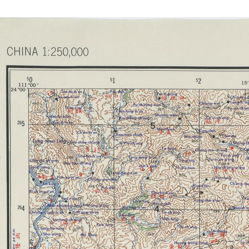 中国等高线地形图1:25万美军制图hcl ams 老地图收藏扫描图