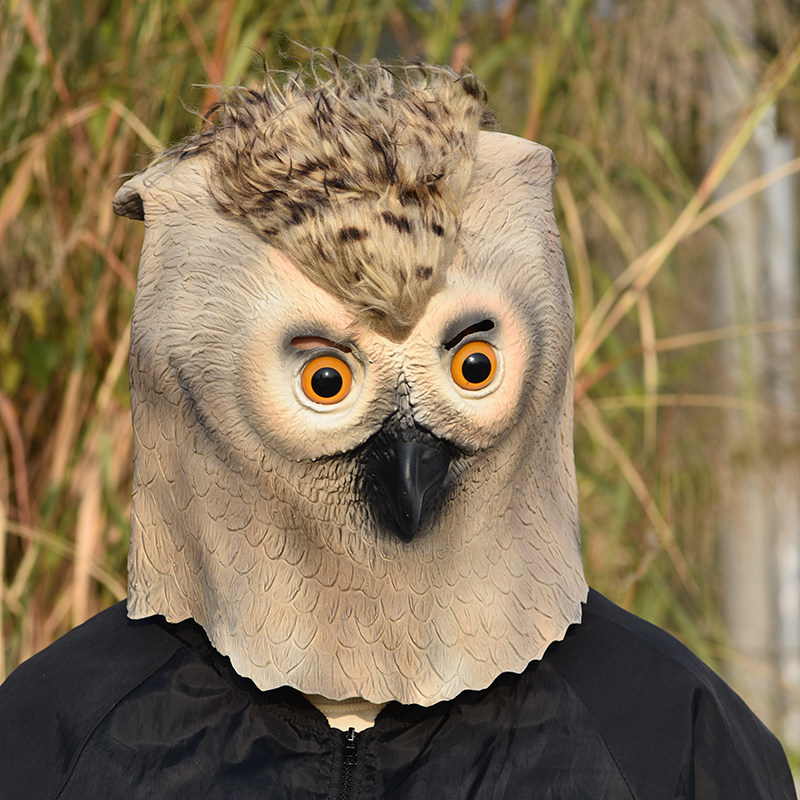 搞笑猫头鹰面具头套可爱卡通动物化妆舞会cospiay恶搞表演道具