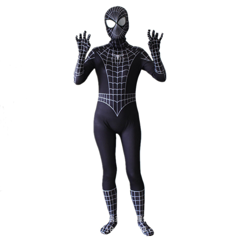 cosplay成人儿童黑色超凡蜘蛛侠全包连体紧身衣服装男童套装