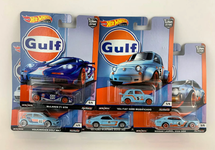 风火轮 hotwheels 2018 汽车文化 海湾石油套装 gulf 铁底胶胎