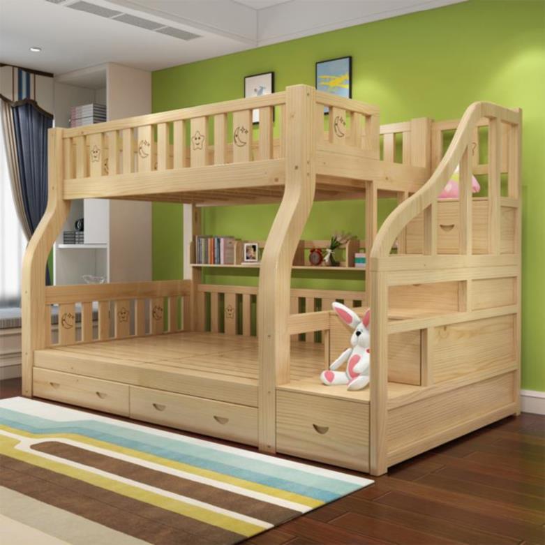 双人床简易床床两层儿童上下铺双层实木床松木1.9男孩米成年框架