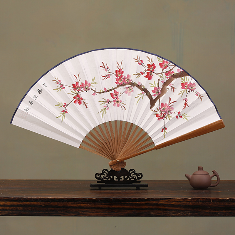 扇子8寸手绘书法白纸扇中国风男女式通用折扇古风日用工艺礼品扇
