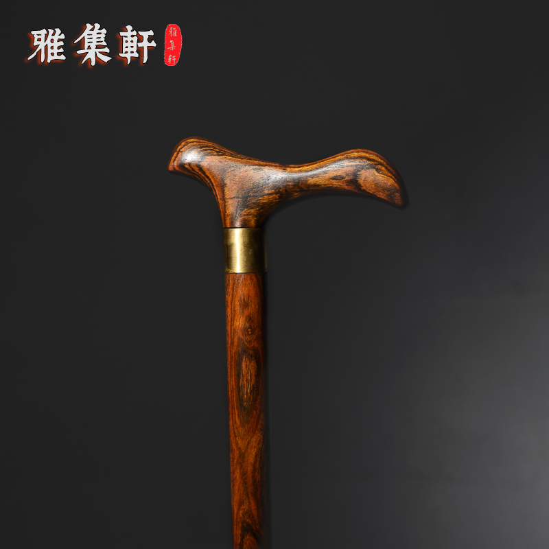 老人实木拐杖 红木拐杖 木质拐掍手杖 防滑可拆卸拐杖高端祝寿礼