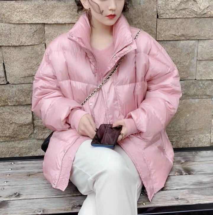 东大门x2粉色羽绒服女短款2019新款爆款小个子面包服韩版宽松外套