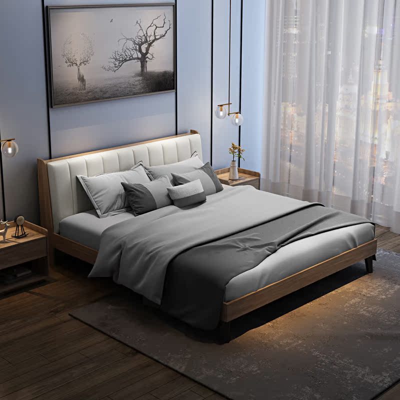 北欧床现代简约一米五床主卧双人床1.8米经济型ins网红婚床板式床