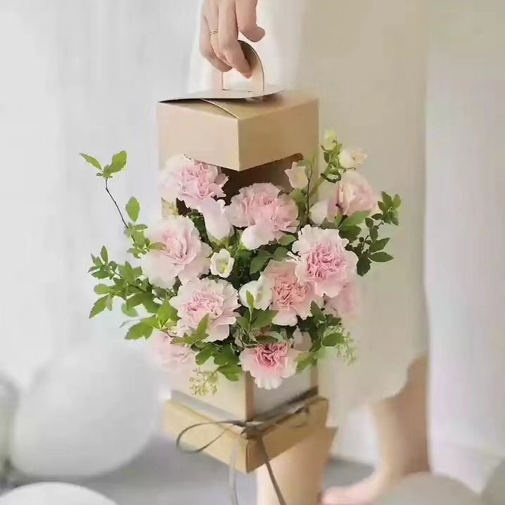 灯塔手提花盒 纸质创意折叠花艺插花鲜花包装礼盒材料花店花篮