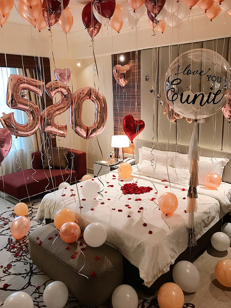 情人节七夕浪漫求婚气球套餐情侣酒店告表白惊喜房间卧室布置装饰