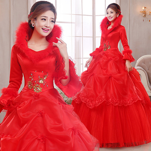 2018新款红色婚纱礼服