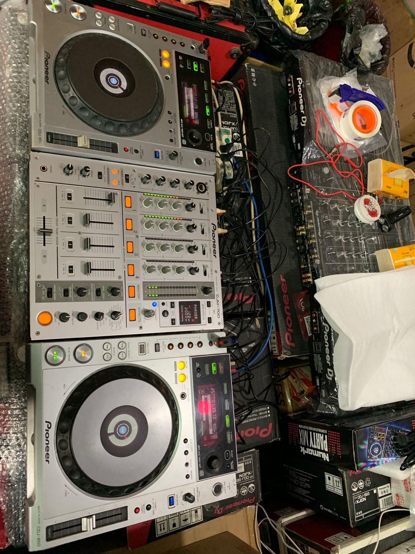 二手dj设备先锋pioneer cdj850打碟机一对 djm700混音台银色套装