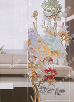 艺术 玻璃/上海艺术玻璃玄关，艺术玻璃隔断，鞋柜玻璃，屏风《透明牡丹花...