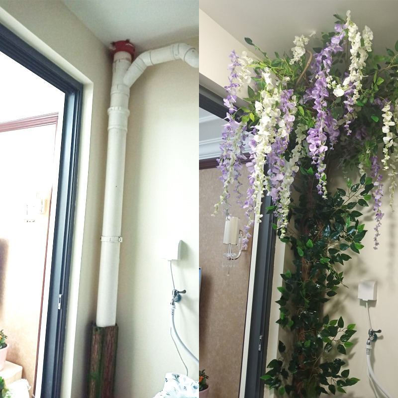树皮消防管道包下水管柱子包裹遮挡室内墙面阳台装饰美化植物