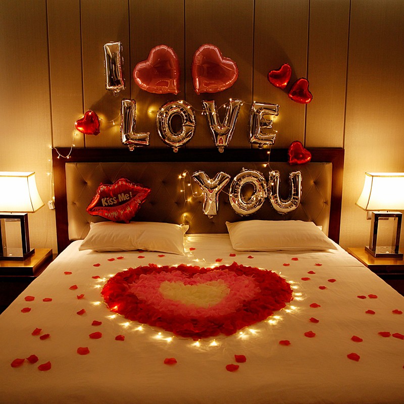 装饰房间浪漫布置创意惊喜床上装扮表白假花瓣气球情人节告白套餐