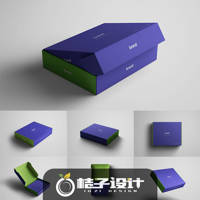 ps样机502 高端纸质方形包装翻盖盒子设计展示ps样机贴图素材模板