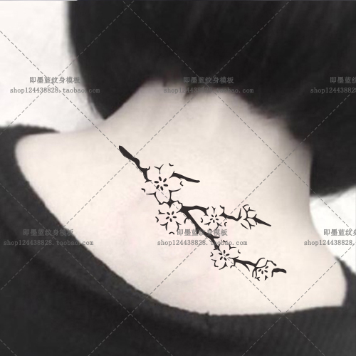 果汁纹身图案樱花(b2)性感女锁骨防水持久可爱镂空纹绣模板贴ins