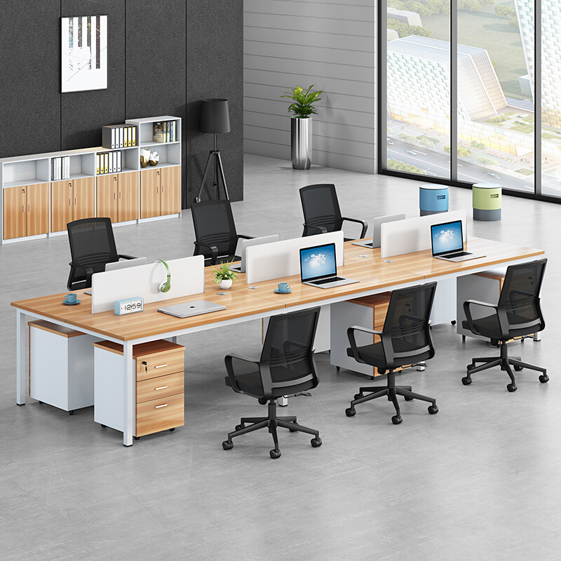 职员办公桌46人位员工连体六卡位电脑桌组合简约现代昆明办公家具