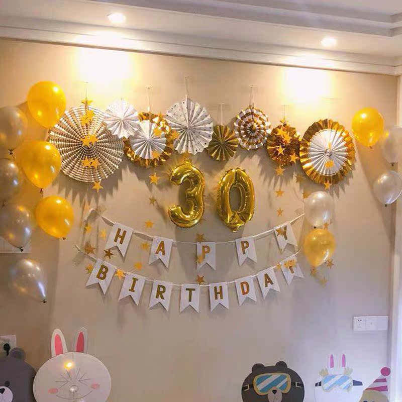 老婆老公生日装饰场景布置男生30岁气球创意三十岁成人派对背景墙