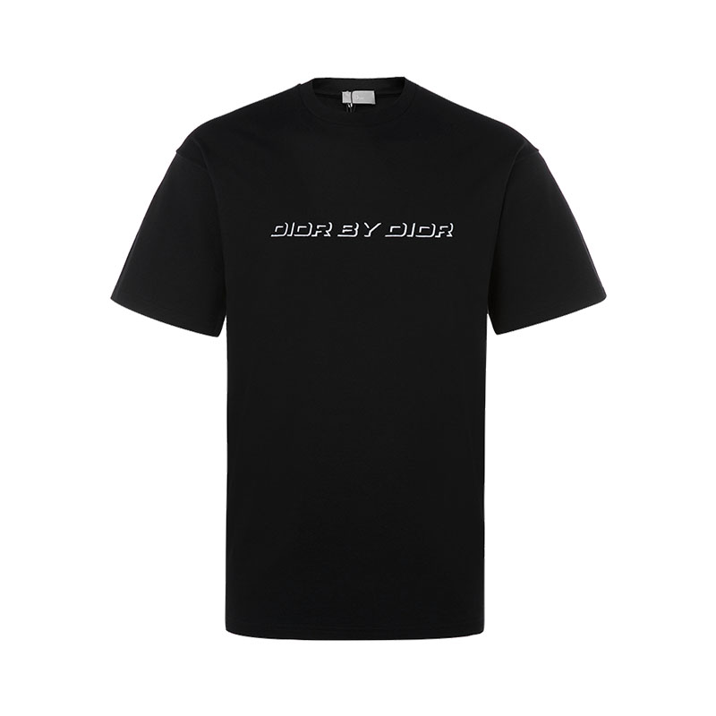 dior/迪奥黑色字母图案装饰纯棉材质男士短袖t恤衫