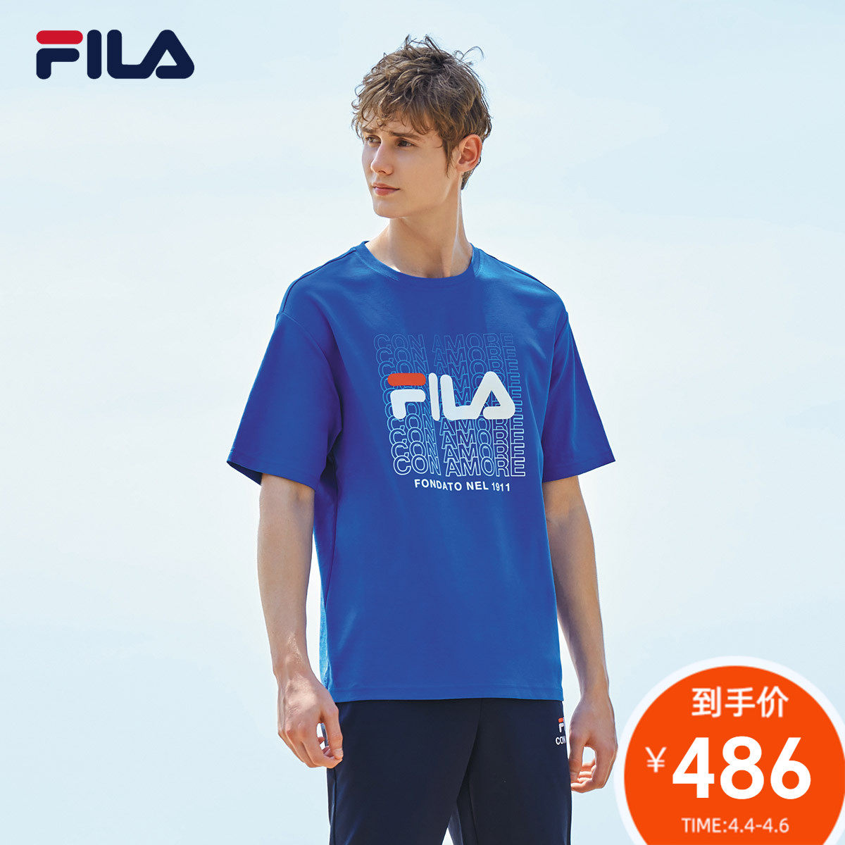 fila 斐乐官方 男子短袖t恤2020夏新款清爽印花休闲时尚tins潮流