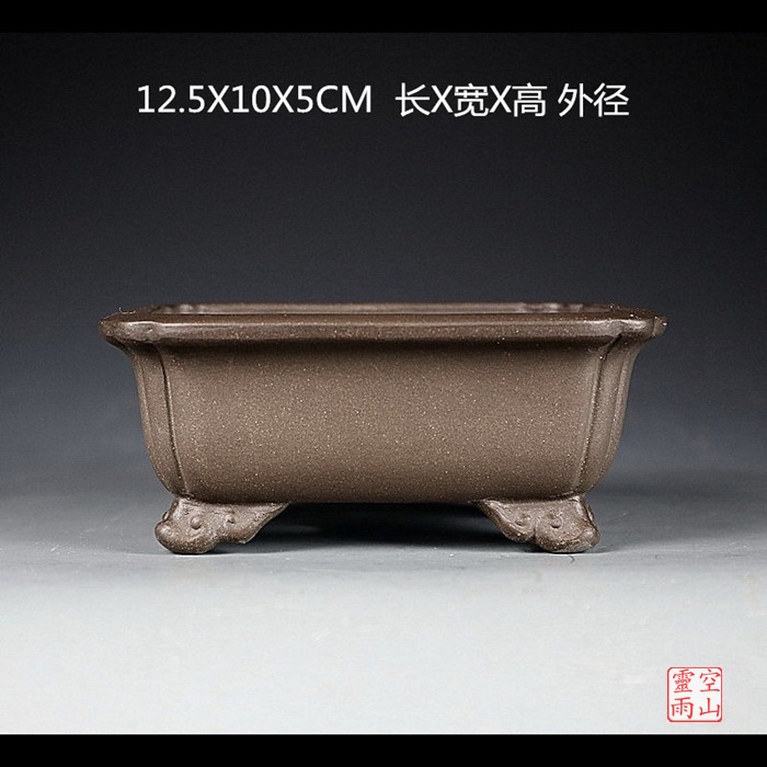 特价精品 宜兴紫砂花盆 盆景小品全手工仿古长方形乌泥菖蒲大阪松