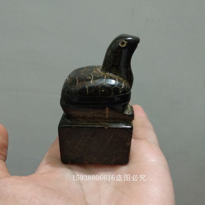 古玩玉器古董收藏仿古老玉汉代铁石乌龟印章把玩件老货老物件