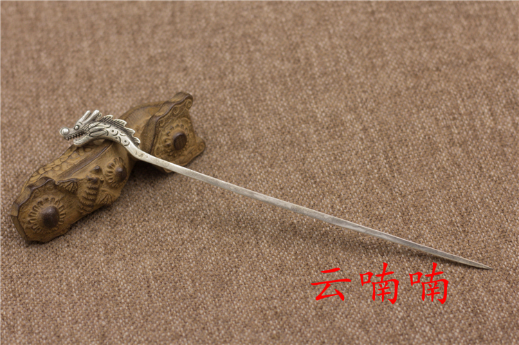 贵州民族风苗银手工龙头长发簪男女古风古装盘发结实簪子复古发钗