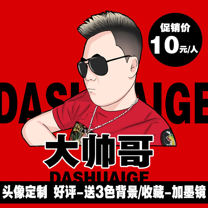 卡通人物设计真人照片手绘漫画定制q版牌牌琦快手网红头像定制作