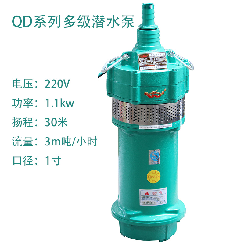 潜水泵两叶轮高扬程多级泵家用高压单相小型农用井水大流量抽水机