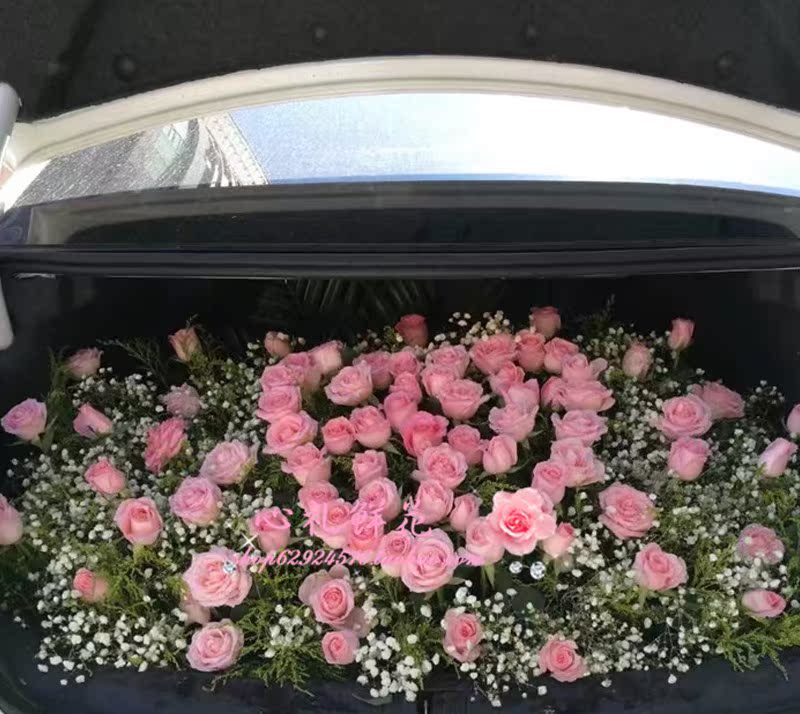 情人节抖音生日求婚表白道歉红玫瑰汽车后备箱鲜花布置北京杭州