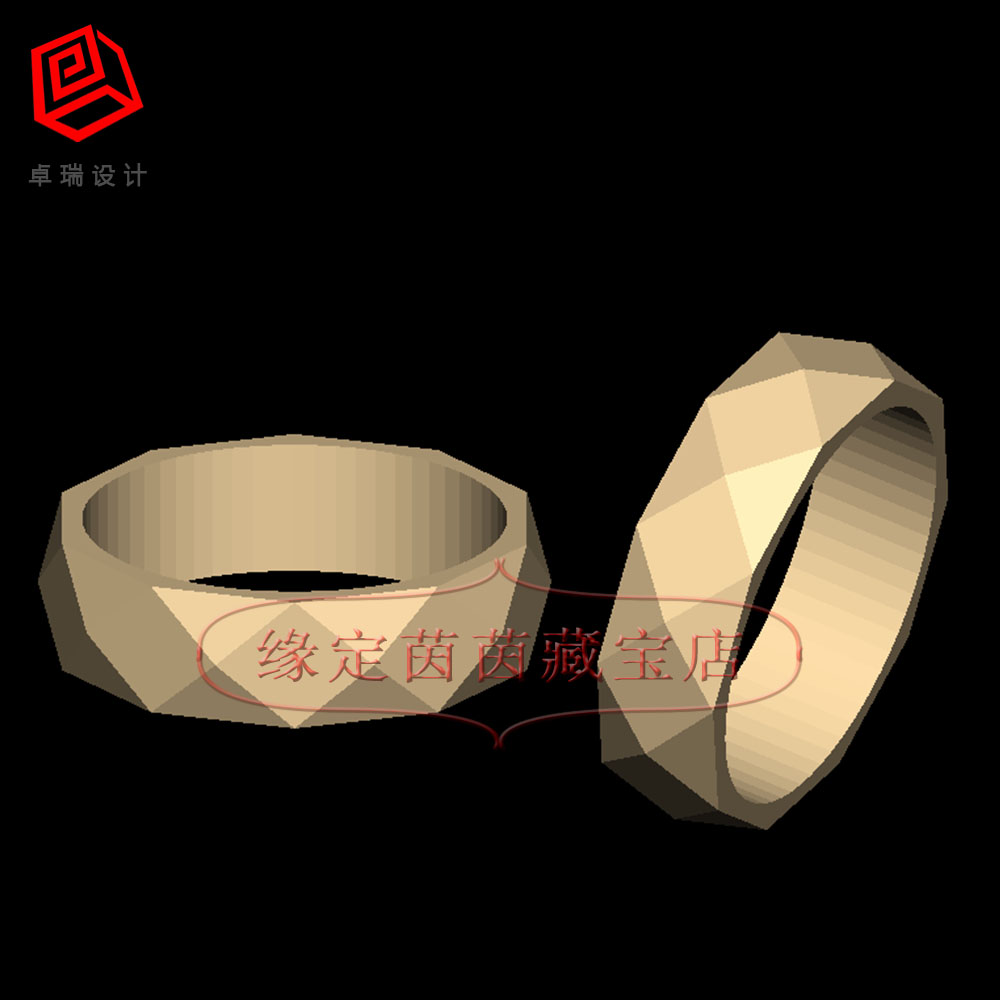 三维立体图圆雕图3d打印stl文件棱形手镯戒指雕刻3d模型372