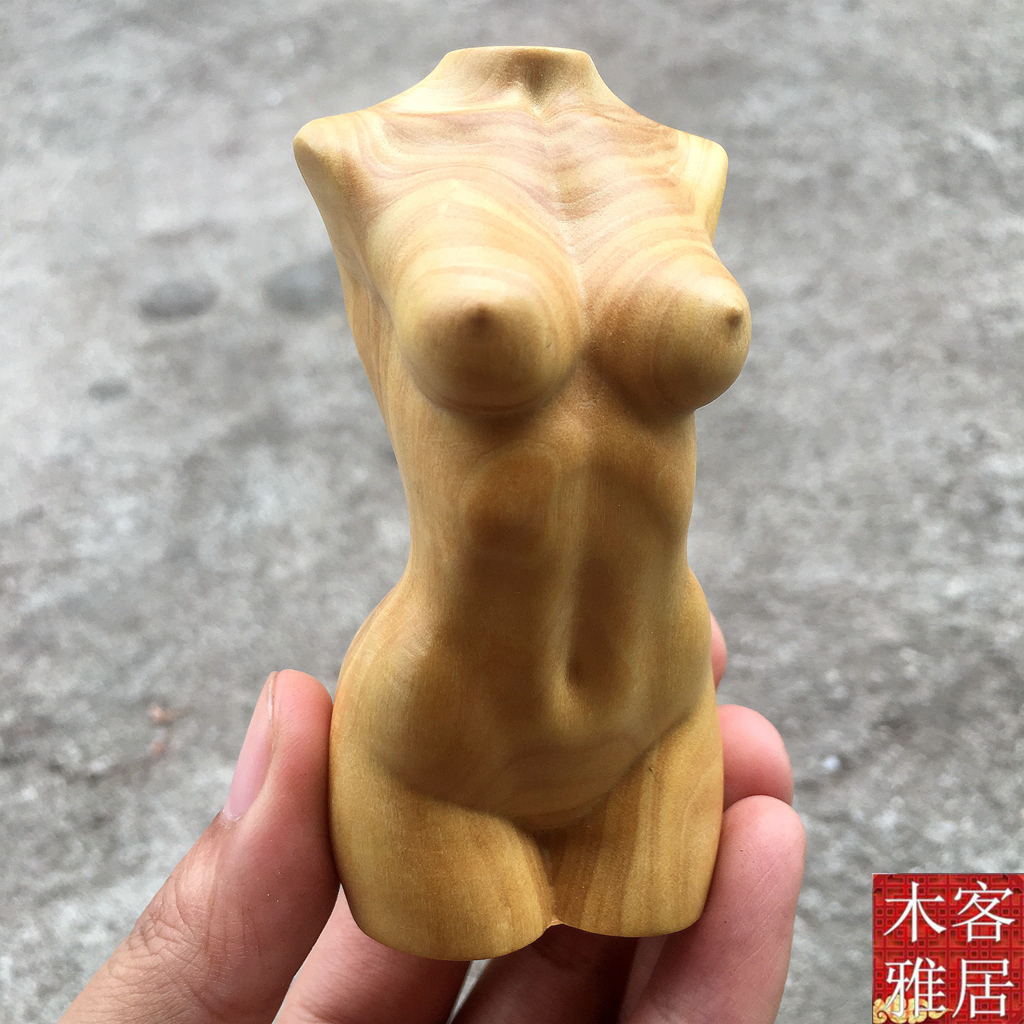 小叶黄杨木雕刻裸美女手把件创意工艺品车摆件仕女郎女人体艺术品