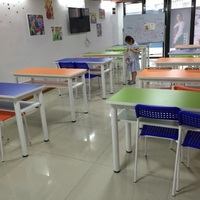 学校家具学生课桌椅彩色组合双层桌少儿美术辅